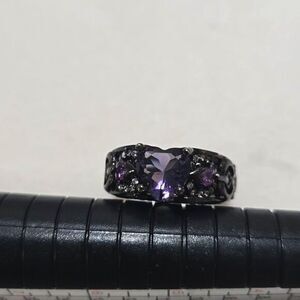Sterling Silver Ring With Purple Crystals